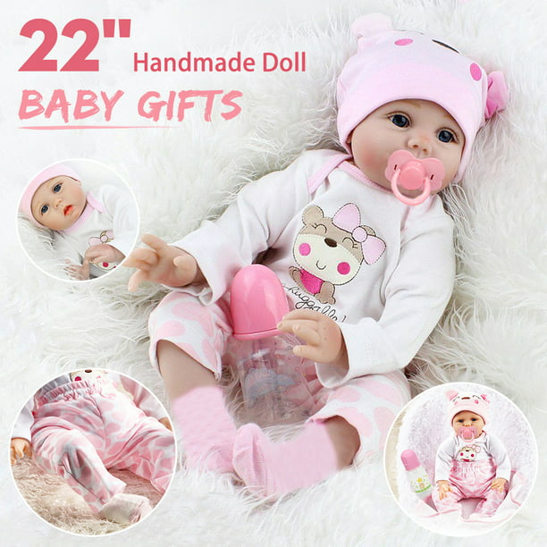 22" Cheap Real Look Newborn Reborn Baby Girl Vinyl Silicone Dolls Gifts for Kids